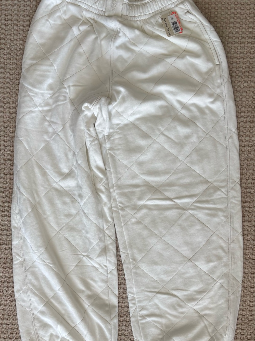 Free People White Quilted Jogger Pants